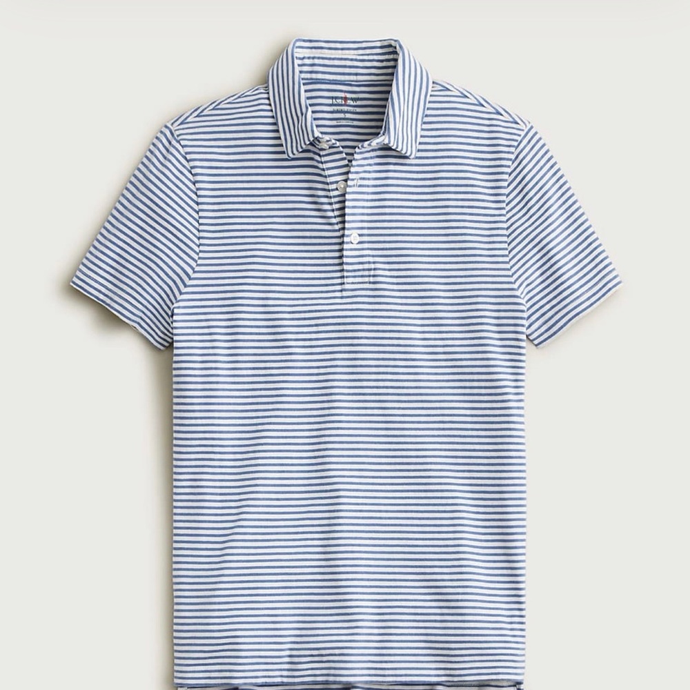 J. Crew Navy and White Striped Polo Shirt
